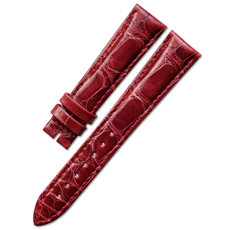 New Launch Style 17mm Shining Wine Red Alligator Band Elegant Watch Strap For High Brand Watch