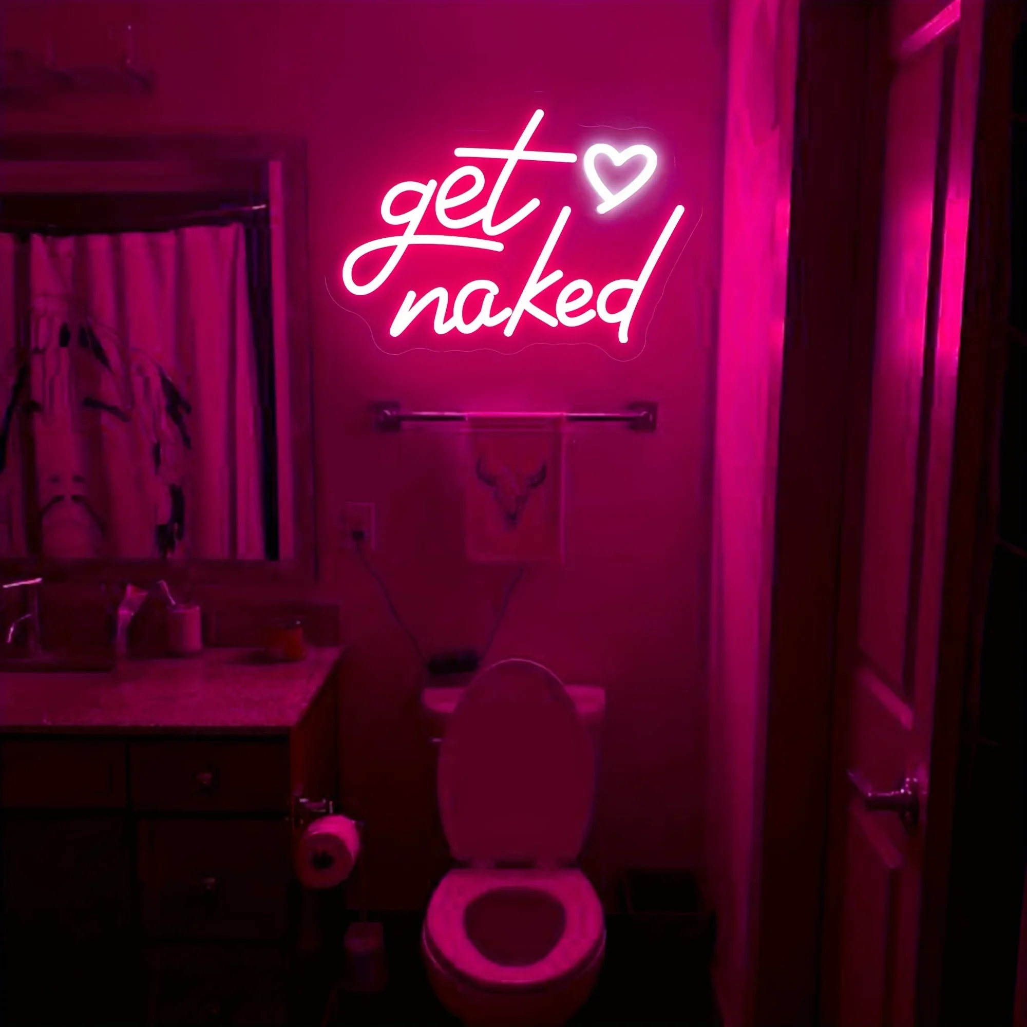 Get Naked Neon Sign LED Neon Sign USB Powered Wall Decor for Bathroom Room Living Room Valentine's Day Couple Gift for Friend