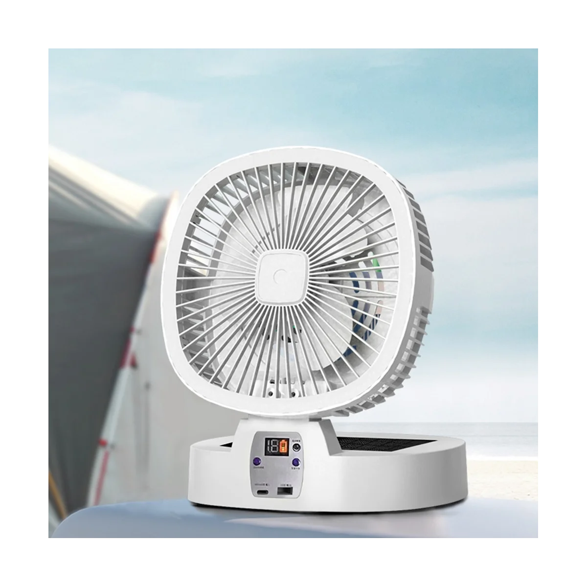 Outdoor Camping Fan Solar Wireless Portable Desktop Electric Fan 3 Speed Ventilador with Remote Control