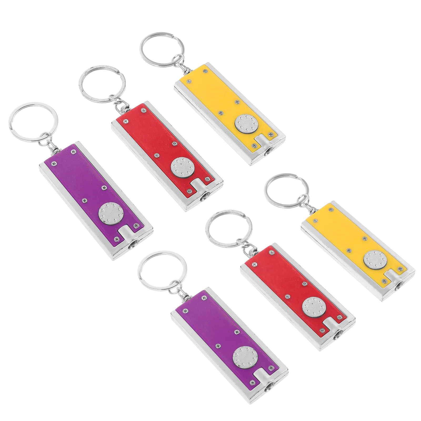 6Pcs Flashlight Keychains LED Key Ring Mixed Color Creative Key Holder Mini Pocket Lamp for Bag Backpack Small Gift
