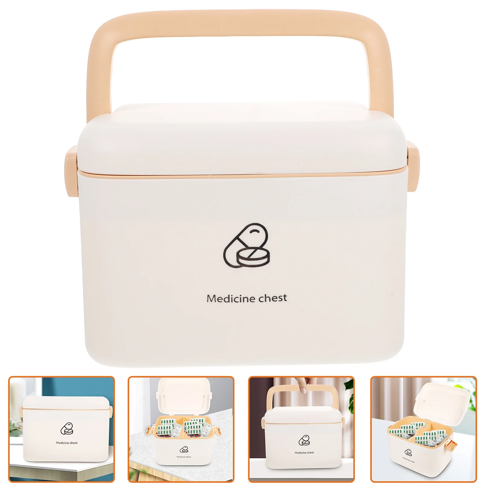 حافظة طبية محمولة بطبقة مزدوجة صندوق إسعافات أولية منزلي منظم ذو سعة كبيرة لرياض الأطفال في المدرسة المنزلية