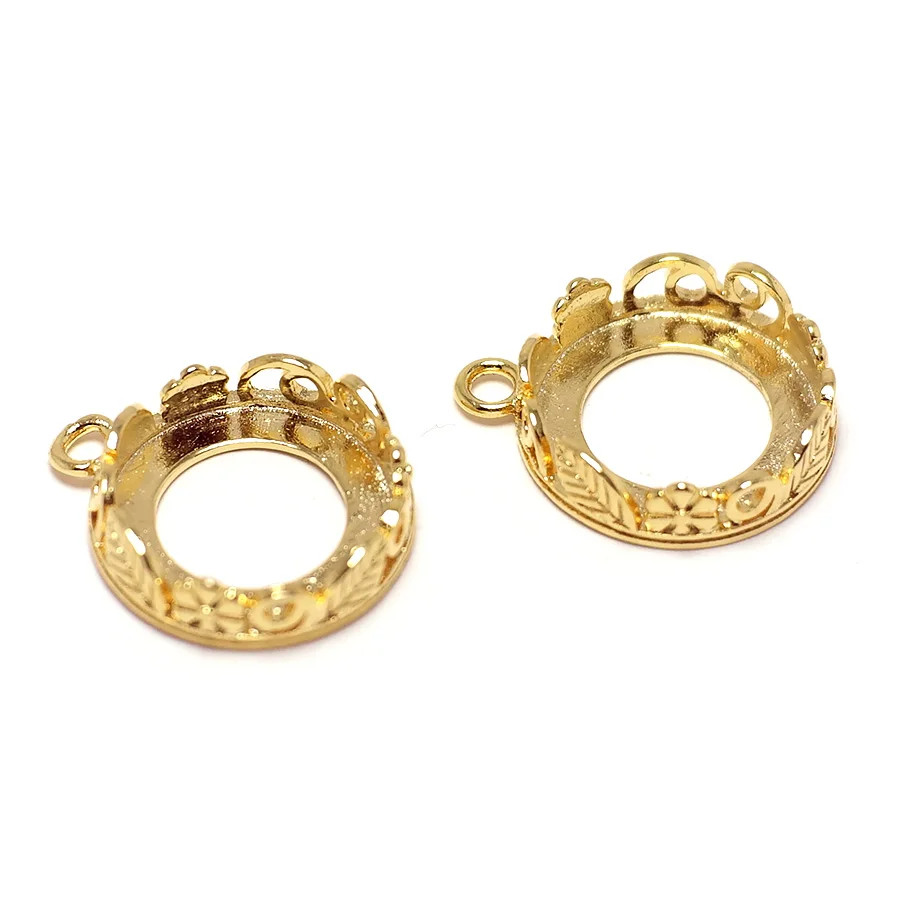 

Круглые Подвески в форме цветка, латунные классические винтажные подвески с покрытием 24-каратным золотом, подвеска в виде листьев и капель, изготовление ювелирных изделий, 2 шт.