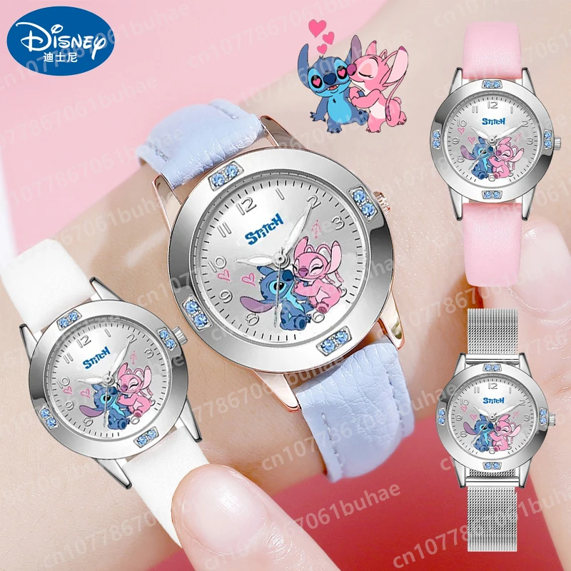 

Stitch Disney Watch Children's Cartoon Steel Belt Belt Pointer Digital Diamond Quartz Watch Boys Girls Kids Birthday Gifts 2024