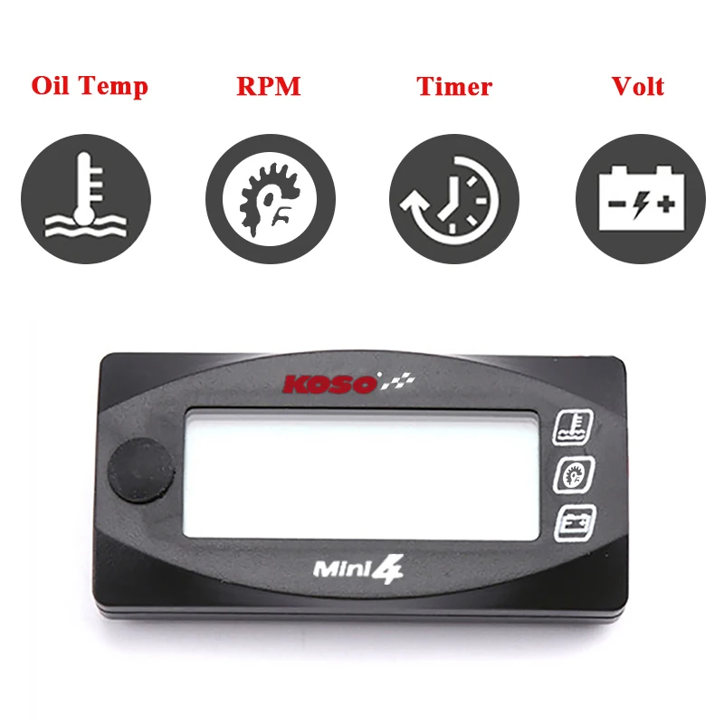 koso Oil Temperature meter Motorcycles 4 in 1 oil temperature Voltage Time RPM Tachometer LCD Digital Display meter For Yamaha S