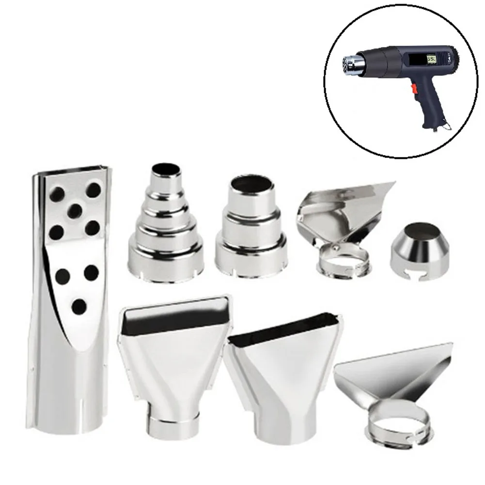

8PCS Hot Air Accessory Set, 35mm Stainless Steel Hot Air Nozzles Heat Heater Tip Welding Equipment And Consumables Welding Nozzl