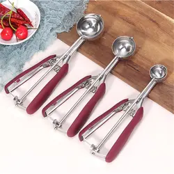 Ice Cream Scoop Stainless Steel Cookie Dough Spoon Fruit Potato Watermelon Digging Ball Spring Handle Scoop Kitchen Accessories