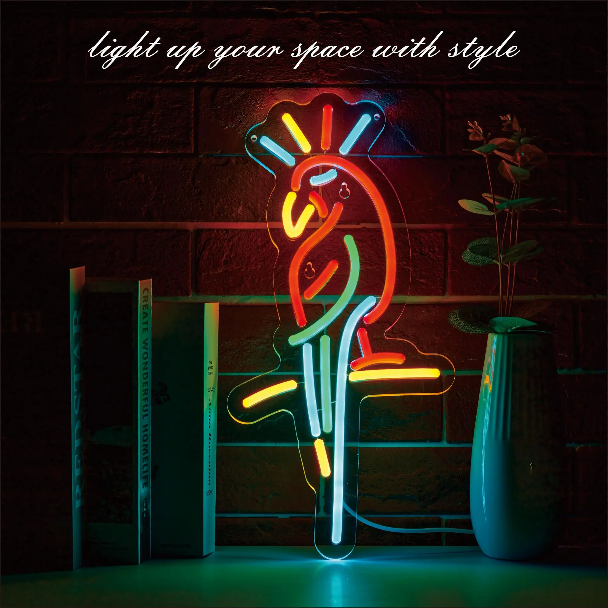 

Parrot Neon Sign for Wall Decor, USB Powered LED Neon Light for Bedroom Men Cave Game Room Birthday Party Pub Wall Decor Gift
