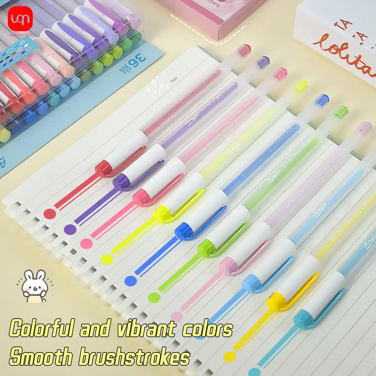 

WQN 18/36 pcs 1.0mm high-quality colored pen set, comfortable grip, smooth writing, quick-drying, for classroom drawing, school