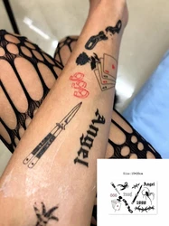 Dark Multi-picture Waterproof Temporary Tattoo Stickers Poker Letters Spider Art Fake Tattoo Rope English Cool for Men and Women