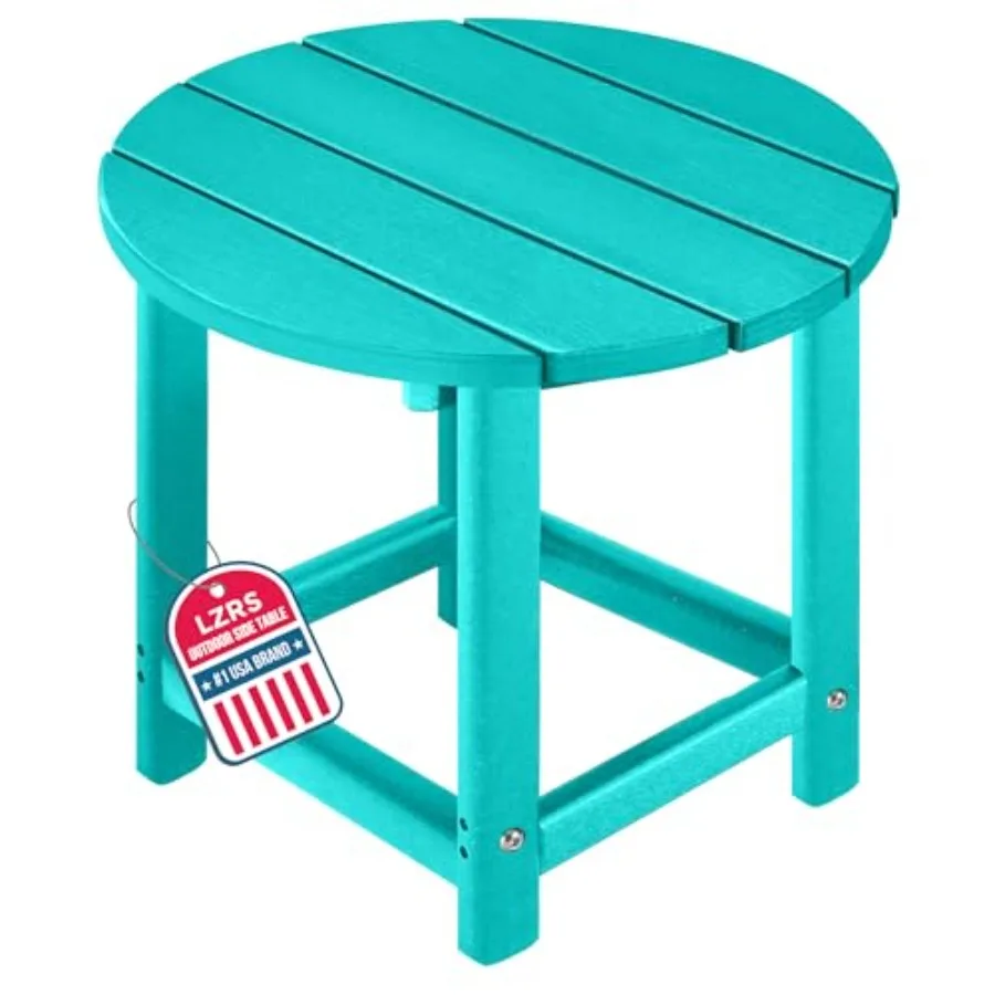 

Outdoor Round Adirondack Patio Side Table for Backyard Pool Indoor Use Turquoise Weather-Resistant Polywood Easy Maintenance