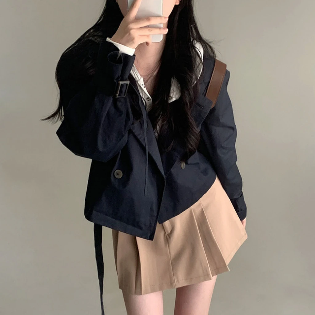 معطف نسائي من Faionable ort Jaet أنيق للخريف والشتاء بياقة وزر واحد وفضفاض معطف طويل Sve #1