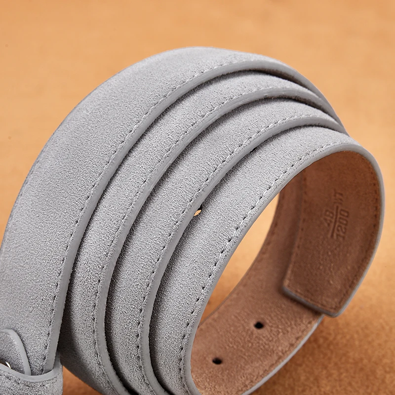 Sude Belt Cowskin Genuine Leather For Man And Lady With Oxford Fabric Strap Genuine Leather Luxury Pin Buckle Blue Gray Belts
