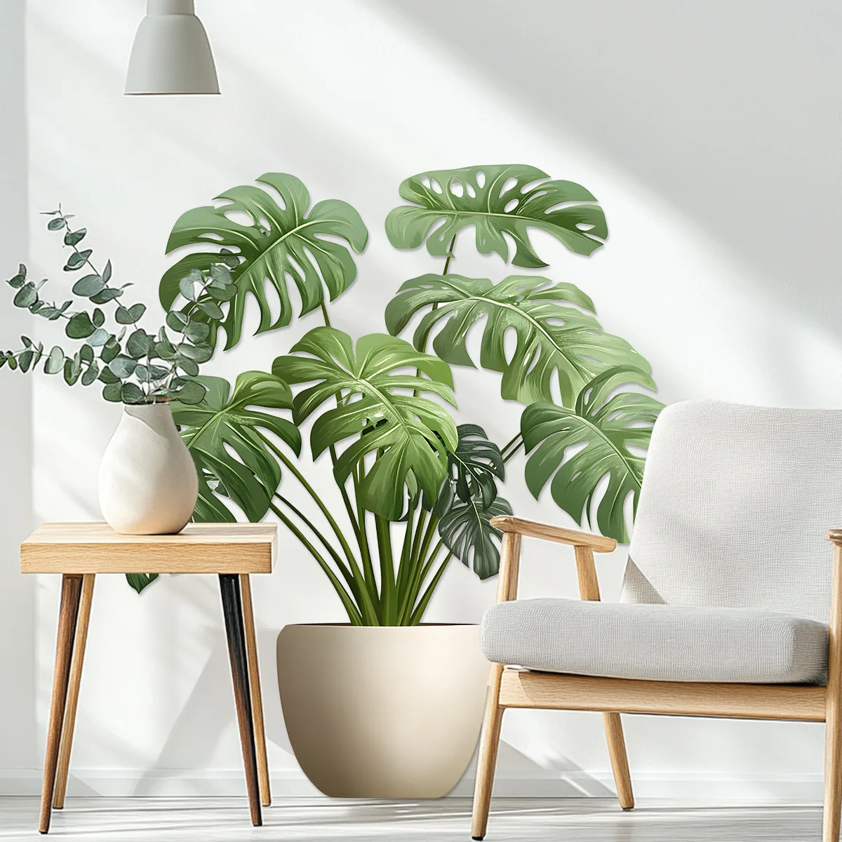 1PC New Simulation Green Plant Potted Plant Wall Decoration Stickers for Living Room and Bedroom Walls Adhesive Wall Wallpaper