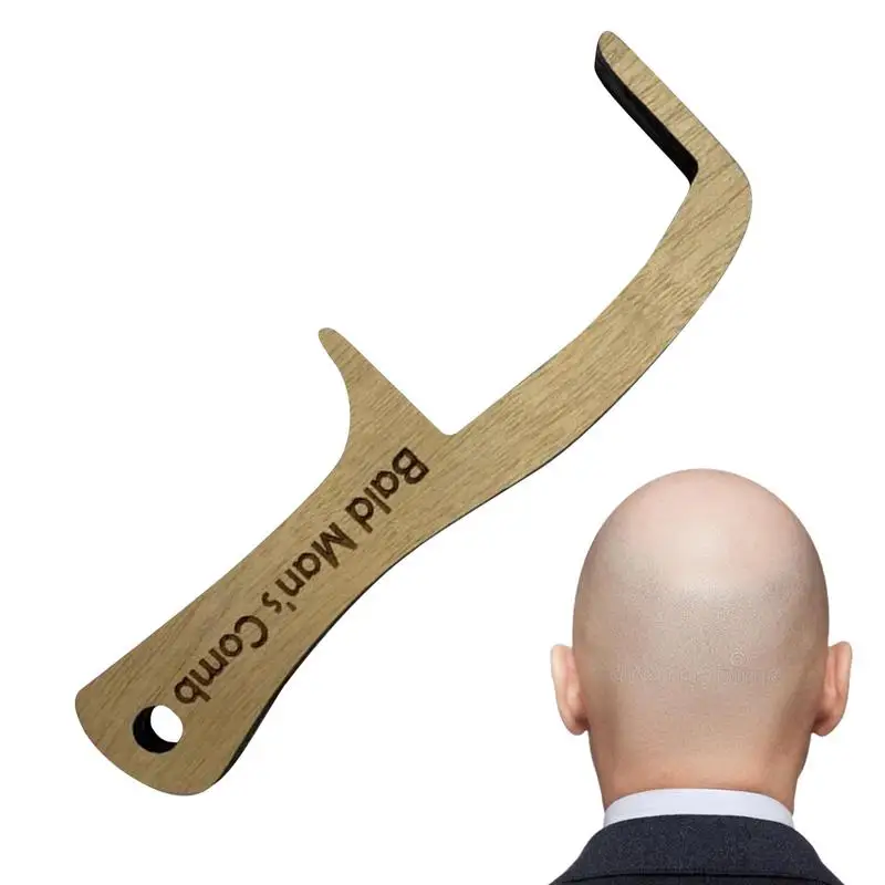 Funny Bald Man Grooming Tool Novelty Bald Man Hair Comb Hair Brush Buffer Head Polish Shiner Baldness Hairbrushes Wooden Gift