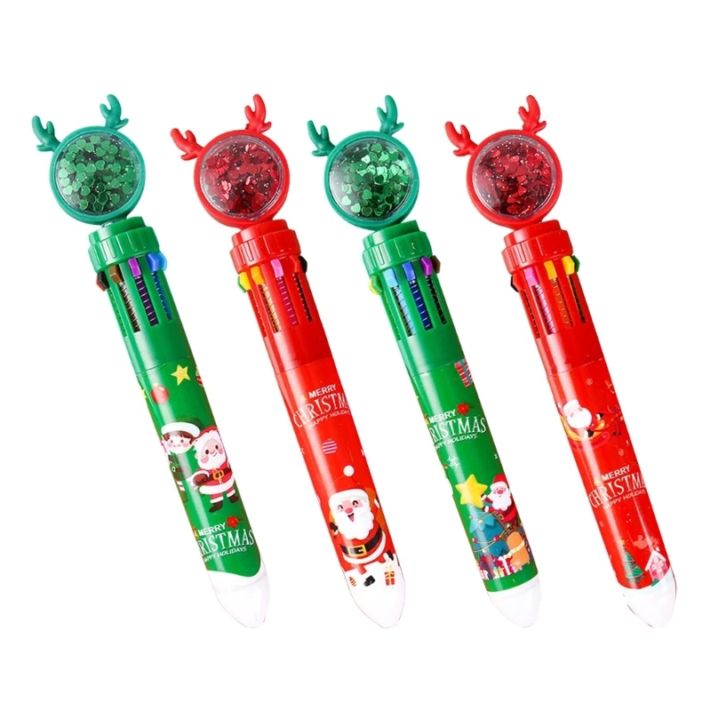 4 шт., мини-выдвижная разноцветная шариковая ручка, рождественская шариковая ручка для детей, студенческий класс, награда, K1KF