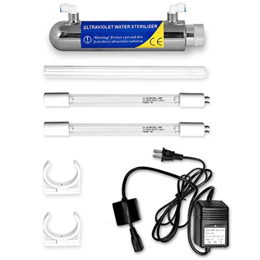 

Ultraviolet Light Water Purifier Reverse Osmosis UV 6W 1GPM for Home Use Stainless Steel Housing Silver Finish Advanced UV Ster