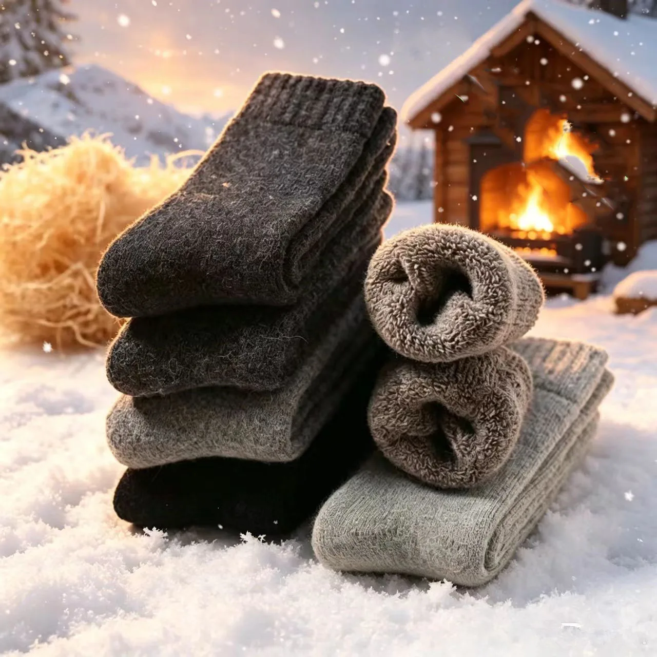 Men's And Women's Sock Thick And Warm Cashmere Sock Simple Solid Color Fashion Versatile Funny Looped Wool Socks Winter Mid Tube