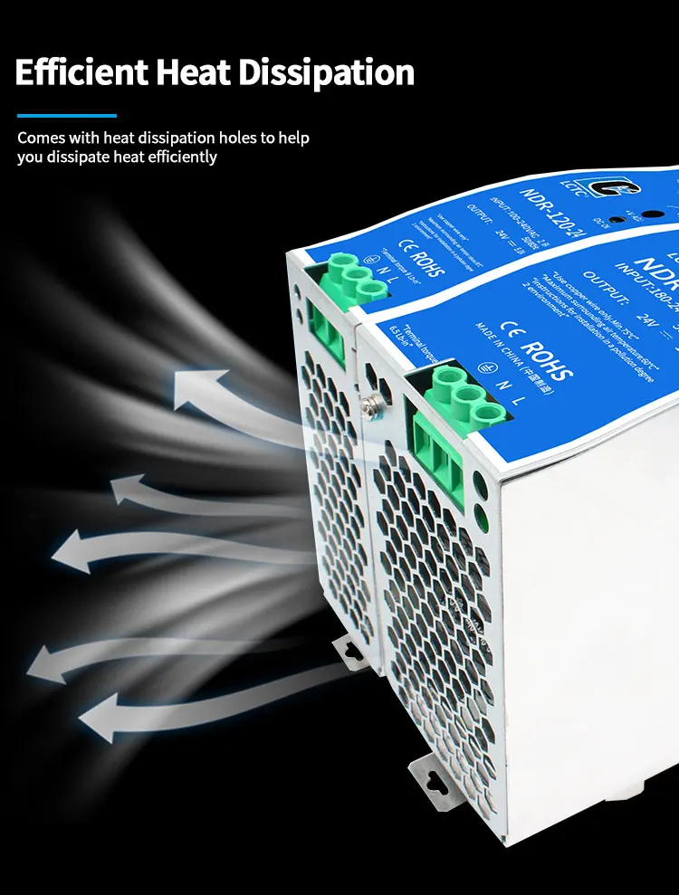 LCTC-Schaltnetzteil NDR-75W 120W 240W 480W Industrielles DIN-Schiene 12V 24V 48V AC/DC-Leistungstransformator mit Einzelausgang – Detail 3