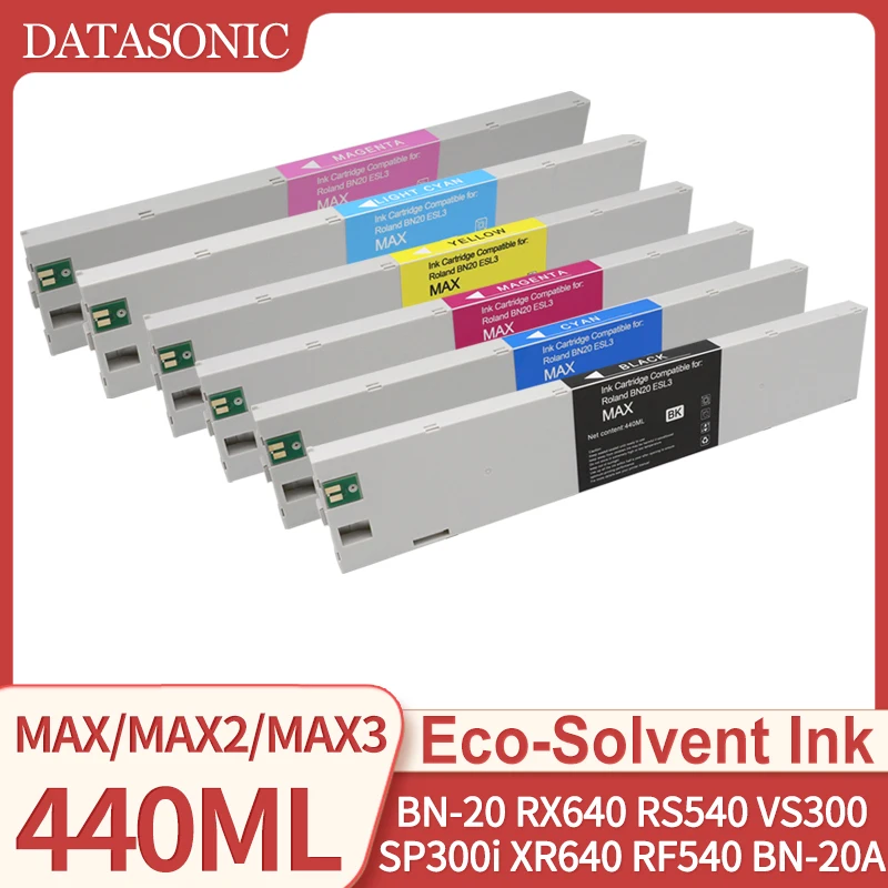 440ML ECO-SOL MAX MAX2 MAX3 Eco-solvent ink Cartridge Compatible for Roland BN-20 SP300 VS-300i RS540 XR-540 SP540V 20A Printer