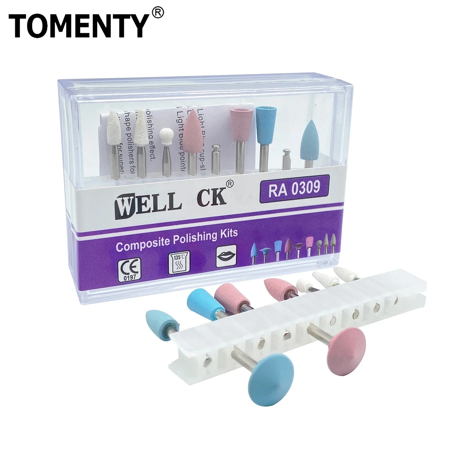 9Pcs/Set Dental Silicone Polishing Rubber Grinding Heads Teeth Polisher 2.35mm RA Finisher for Low Speed Handpiece