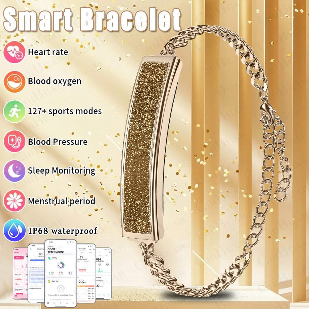 

New Lady Health Smart Watch Women Heart Rate Sleep Bracelet Waterproof Sports Smartwatch Stainless Steel Wristband Couple Gift