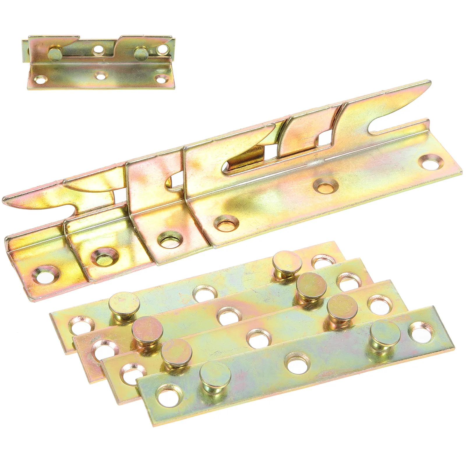 8Pcs Bed Rail Brackets Heavy Duty Steel Bed Frame Supports Replacement Parts Headboard Footboard Mounting Hardware