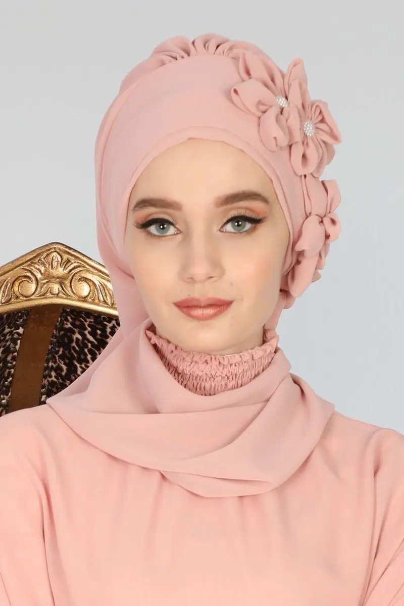 Floral accessory design ready chiffon turban