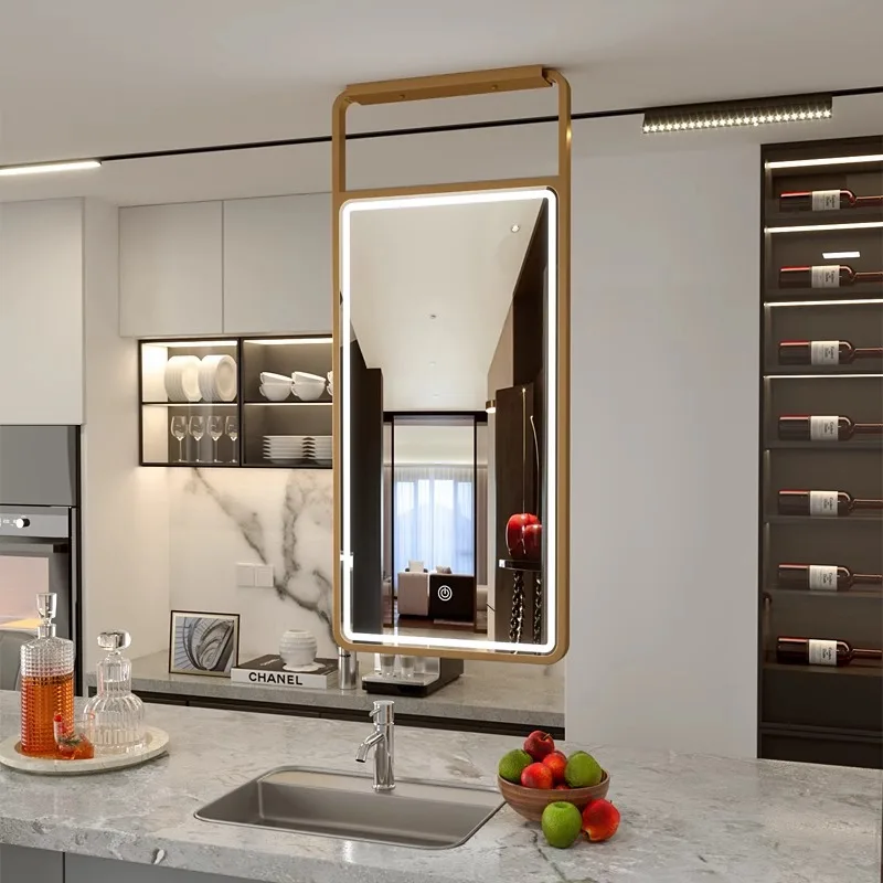 Custom LED Bathroom Mirror Ceiling Mounted Touch Control Anti-Fog Wall Mirror for Hotel Project