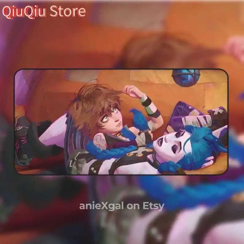 لوحة ماوس كبيرة من Jinx And Isha Arcane Gaming XL، حصيرة مكتب ألعاب، Arcane، Gaming، Jinx، Isha، Vi، ألعاب Arcan، League of Legends