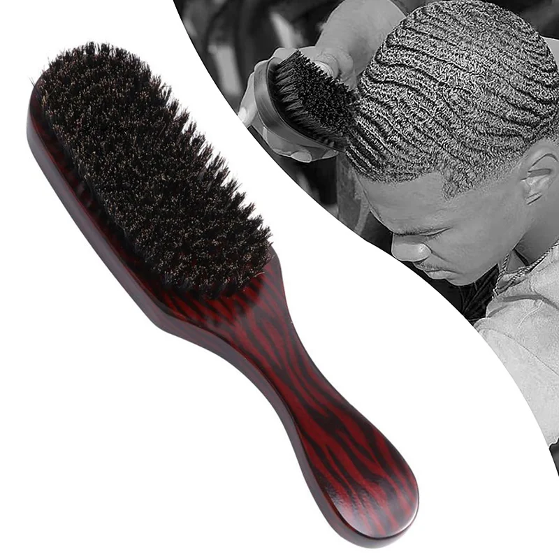 1Pc Wood Handle Boar Bristle Cleaning Brush Hairdressing Men Beard Brush Anti Static Barber Hair Styling Comb Shaving Tools