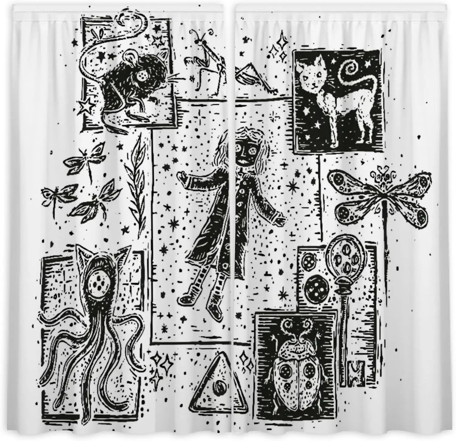 Funnytree Mysterious Girl Window Curtains Button Princess Drapes Bedroom Home Room Decor Durable Fabric Machine Washable 82