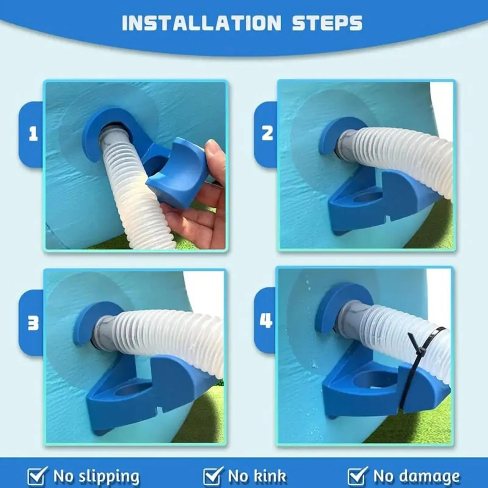 3pcs Swimming Pool Pipe Holders Leak-Proof Pool Hose Support Holders for Intex Bestway Ground Hose Outlet with Cable Tie