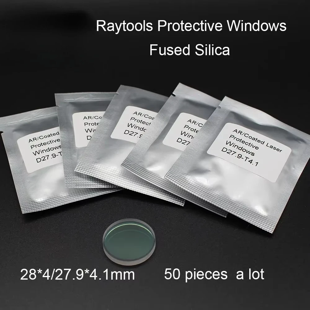 USGO 50Pcs/Lot Fiber Laser Protective Lens 27.9x4.1 28x4 for Raytools Bodor Metal Cutting Machine Parts