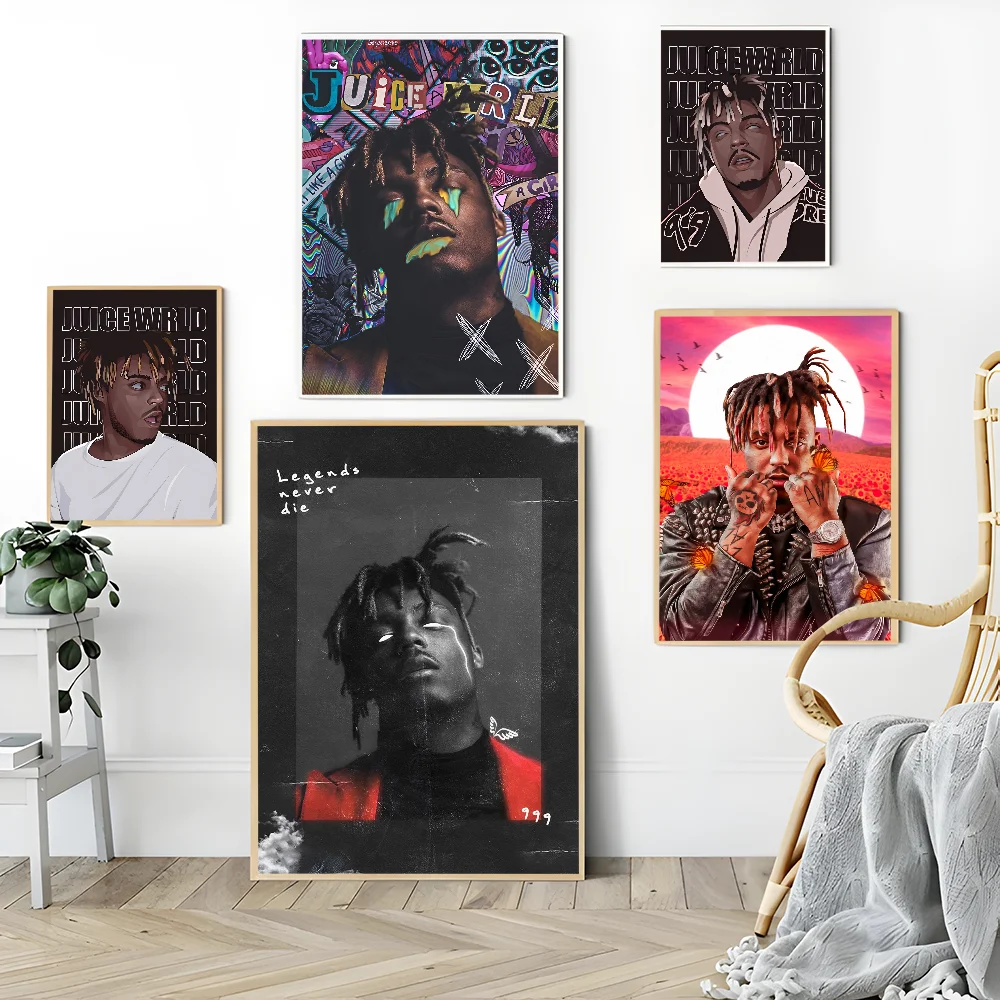 Juice Wrld DIY Sticky Poster Vintage Room Bar Cafe Decor Home Decor