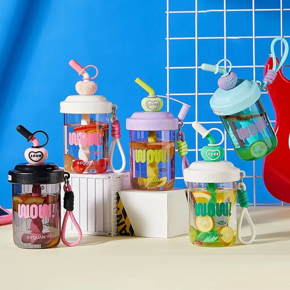 580 مللي/520 مللي زجاجات مياه غطاء غبار القش مع القش مصل اللبن بروتين شاكر زجاجة مانعة للتسرب عالية السعة كوب فراغ #2