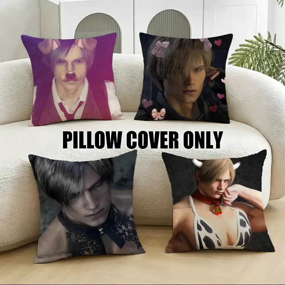 Game-Leon KennedyS Cushion Cover 4Pcs Soft Plush Throw Pillow Covers 40x40 45x45 for Sofa Bedroom