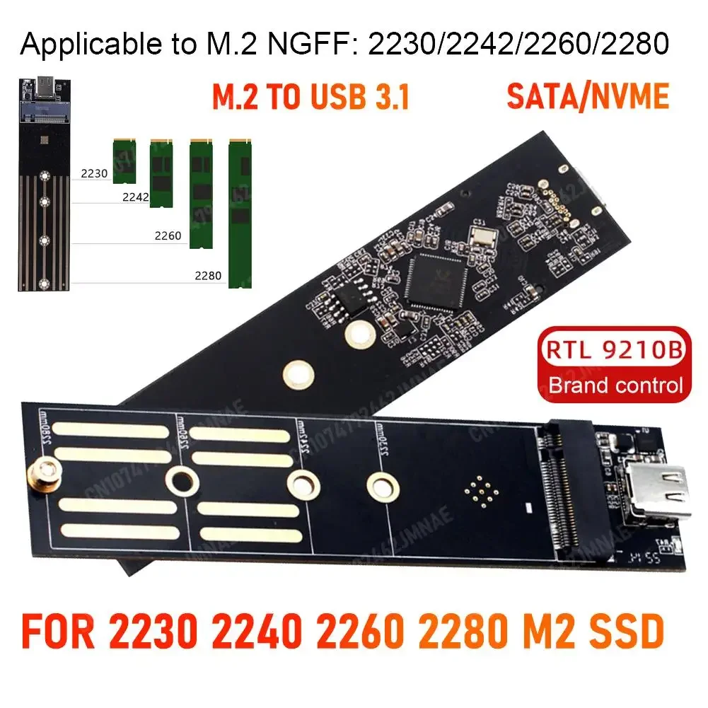 M.2 To USB 3.1 Type C Riser Board 10Gbps 6Gbps Converter Board NGFF B+M Key SSD To USB 3.1 Type C for 2230 2240 2260 2280 M2 SSD