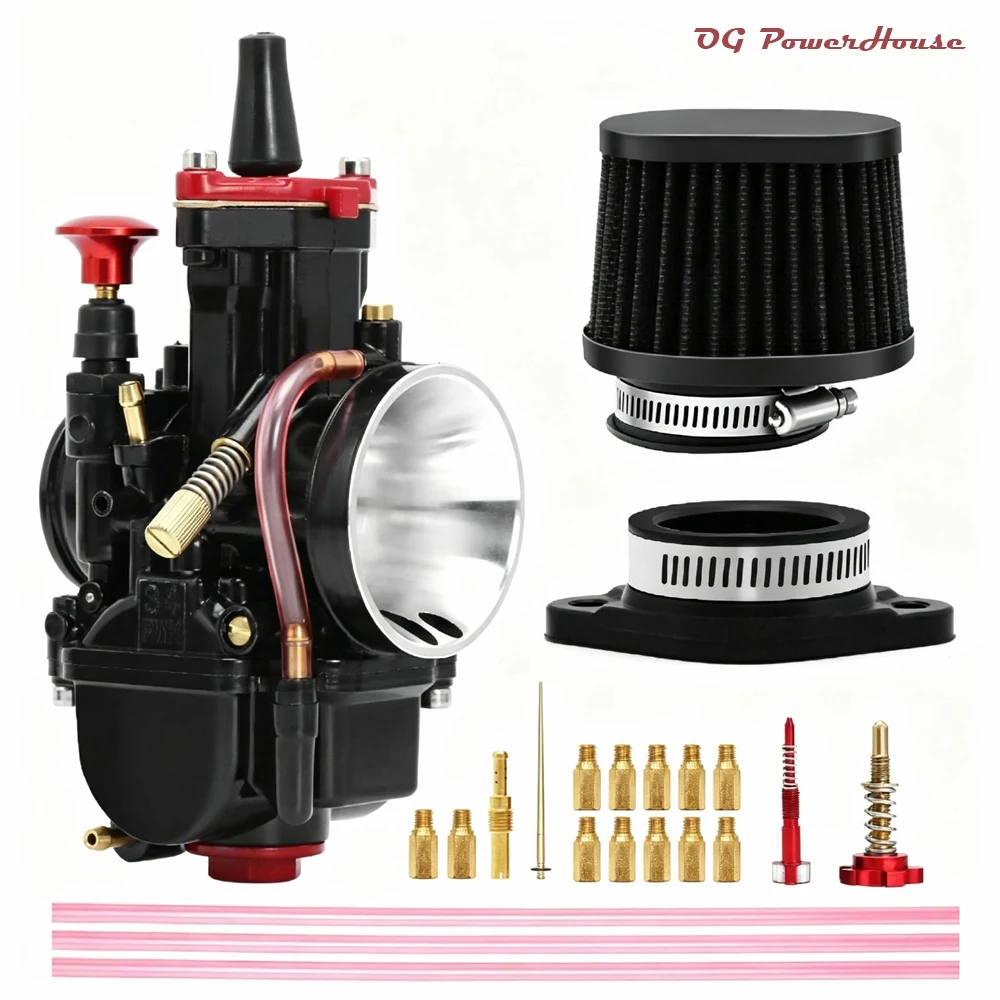 Motorcycle Carburetor Kits PWK21 24 26 28 30 32 34mm Carbureter With Air Filter Main Jet For ATV Quad Go Kart Dirt Bike Scooter