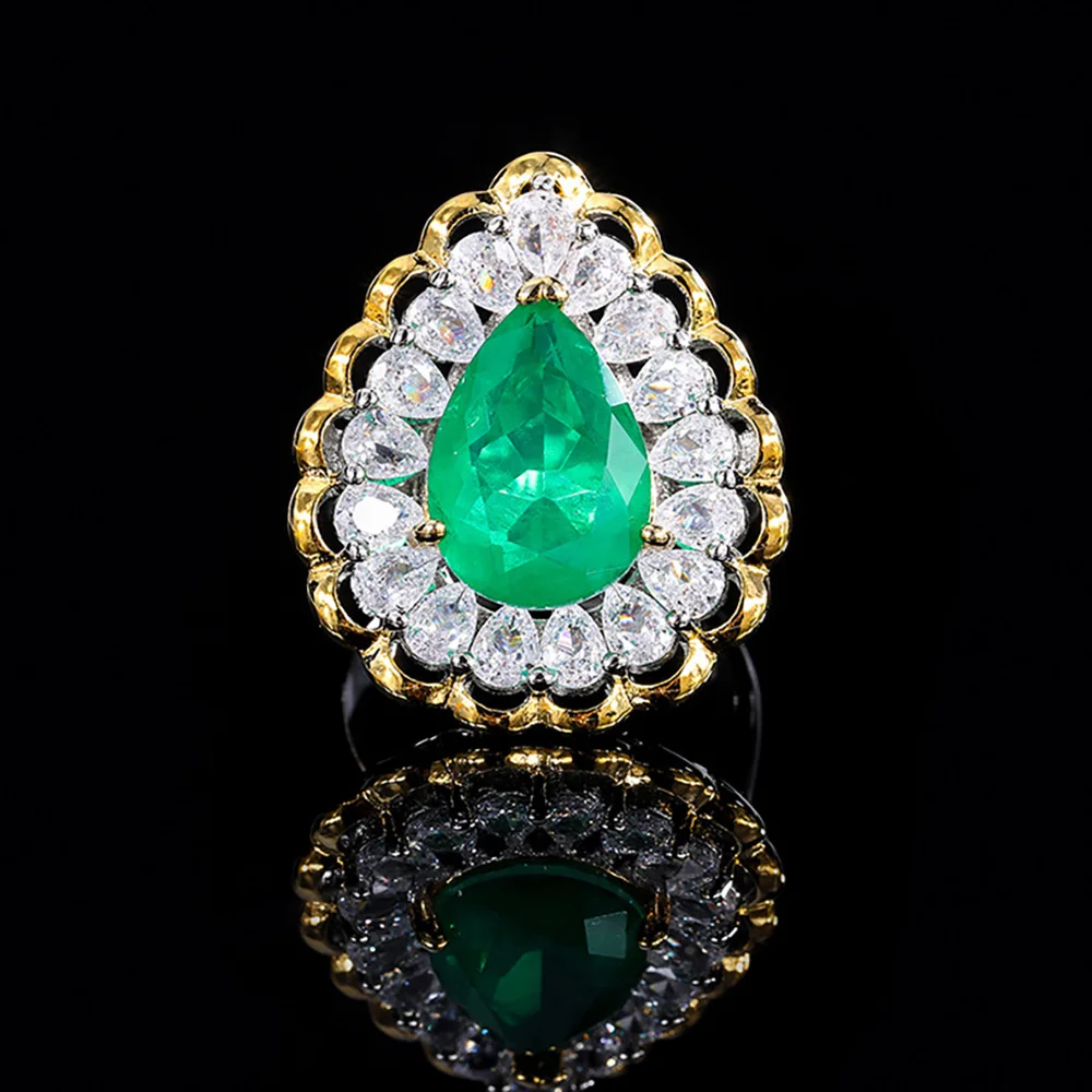 2022 New 10*14MM Ruby Emerald Paraiba Tourmaline Rings Lab Diamond Wedding Bands Gemstone Party Fine Jewelry Anniversary Gifts