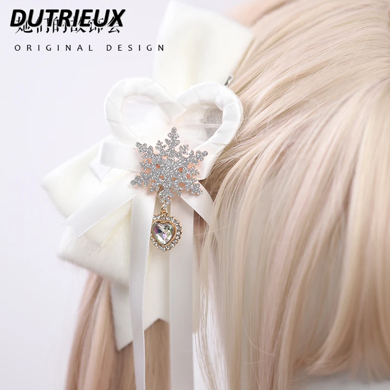 Original Autumn Winter A Pair of Hairclips Gentle Cute Fur Ball Headwear Bow Girl Hair Clip Barrettes Female Sweet Accessoires