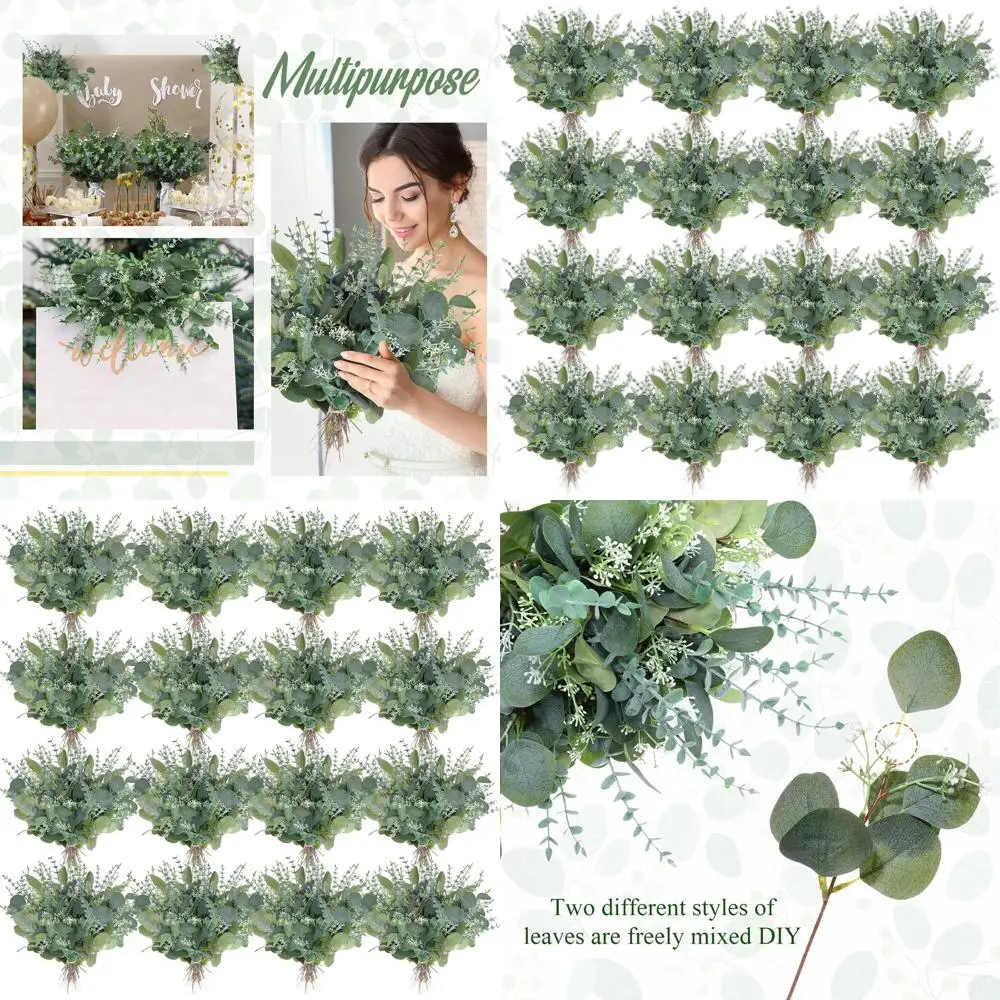 

300 Pcs Assorted Eucalyptus Stems with Silver Dollar Leaves for Weddings, Floral Arrangements, and Home Decoration (Green)