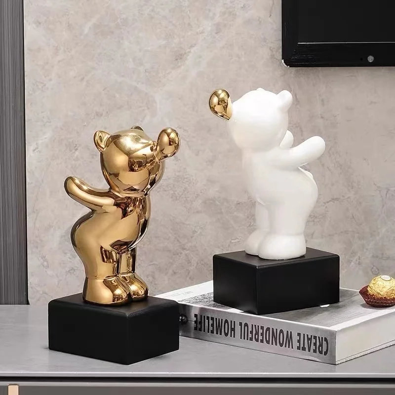 Bubble blowing, bear decoration, living room, luxury, home, TV cabinet, wine cabinet, art sculpture, decoration, modern