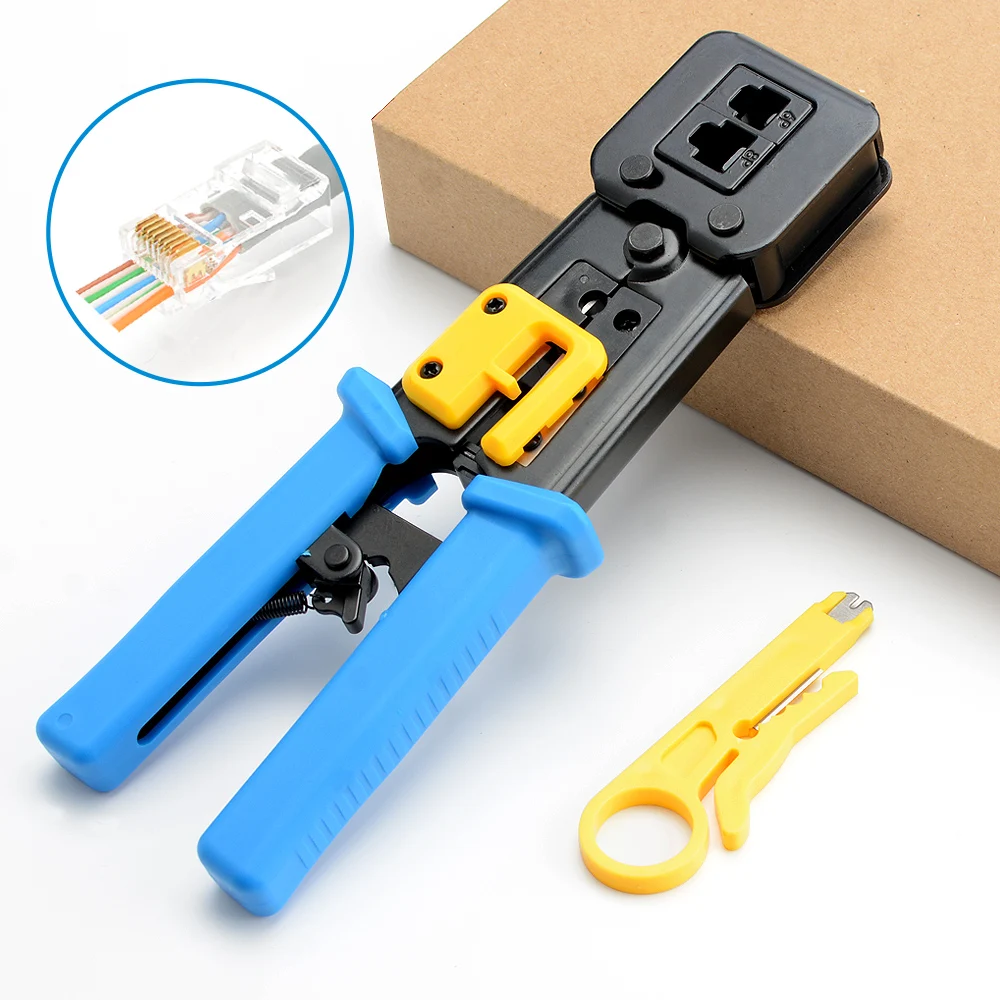 Pass Through RJ45 crimper hand network tools pliers RJ12 cat5 cat6 8p8c Cable Stripper pressing clamp tongs clip multi function