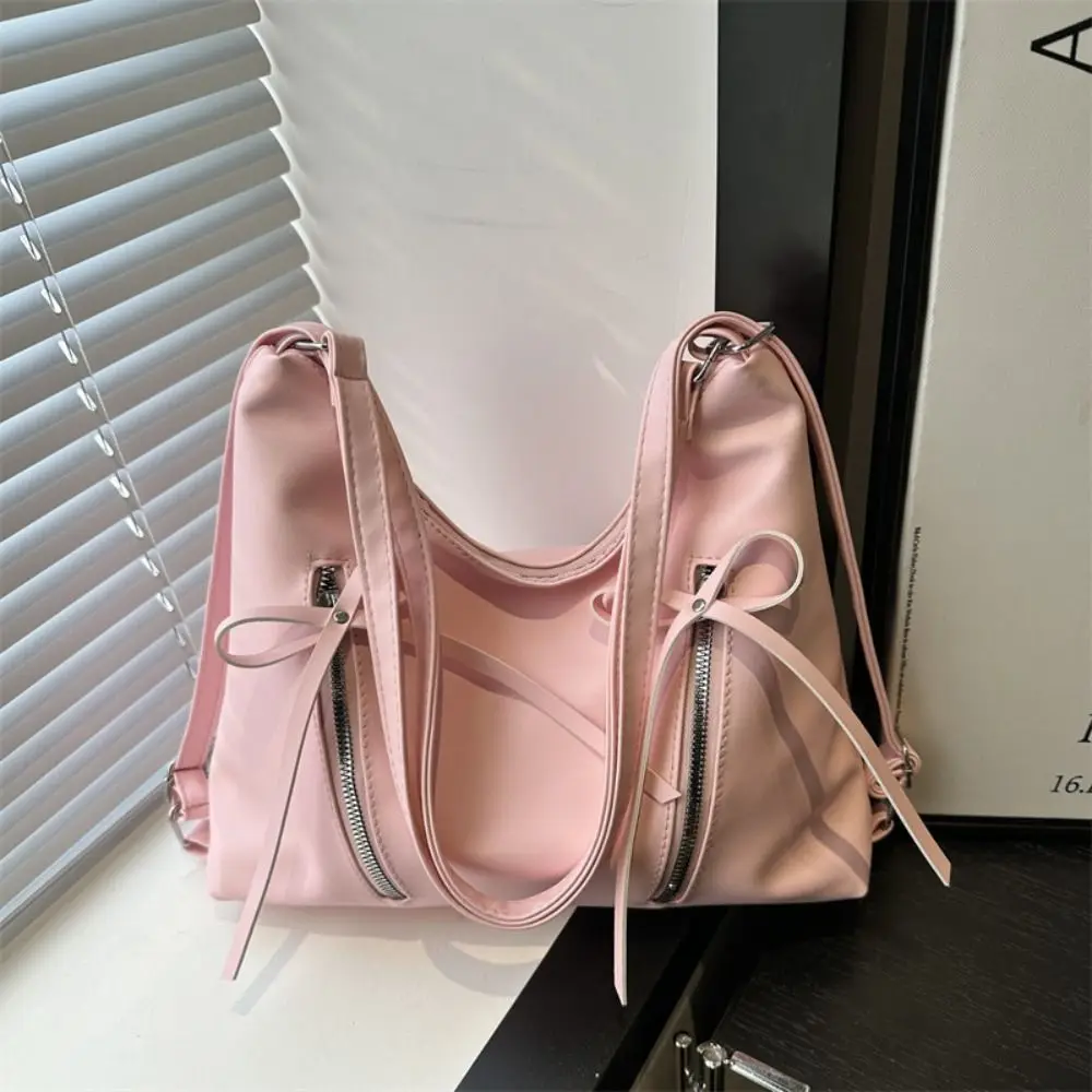 حقيبة تحت الإبط الفضة Bowknot حقيبة كتف الكورية نمط جديد Y2K القوس حمل حقيبة سعة كبيرة موضة القوس حقيبة كروسبودي السيدات/الفتيات