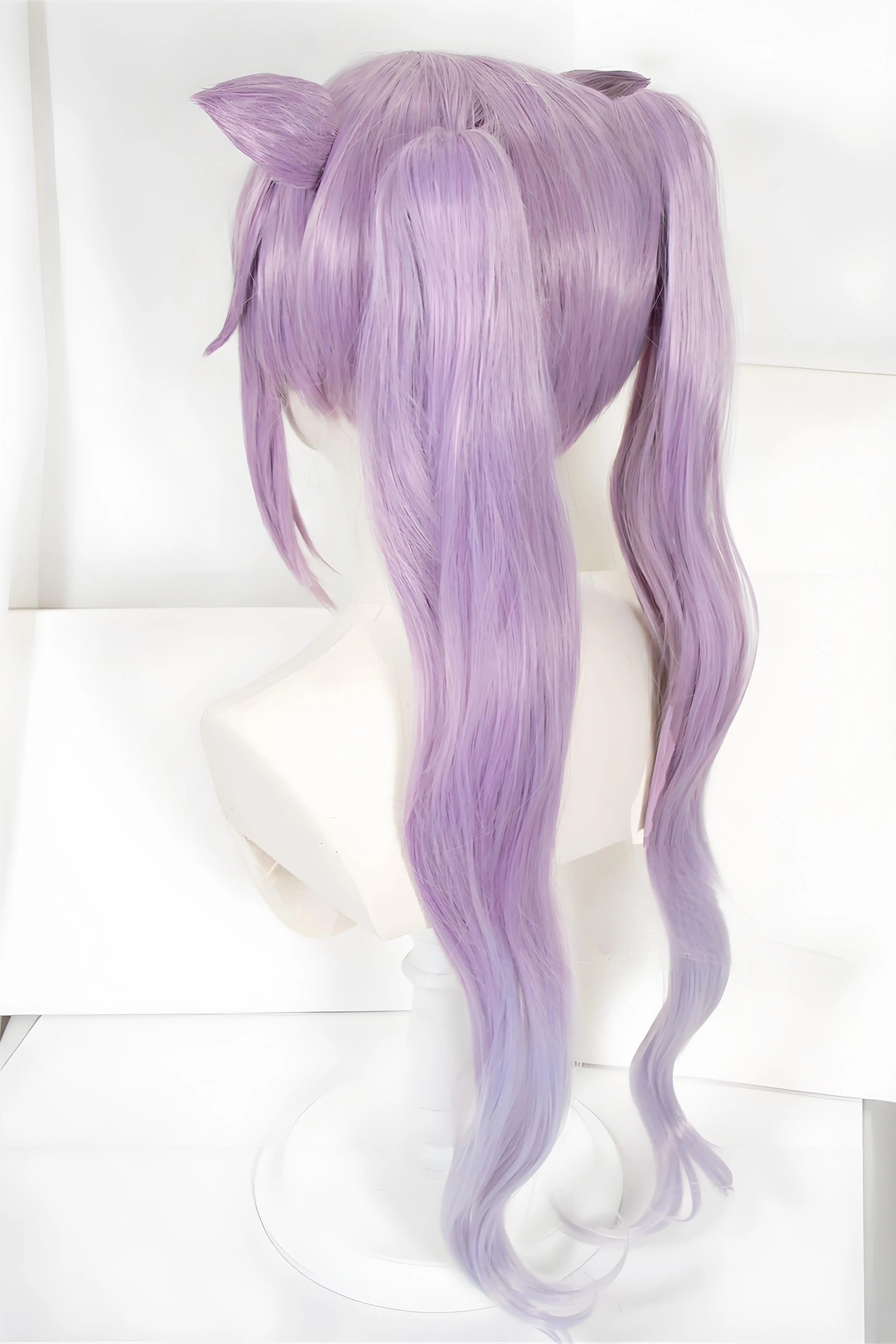 Lavender Purple Ponytail Cosplay Wig with Detachable Cat Ears Heat Resistant Synthetic Fiber for Anime Themed Party Role Play 4