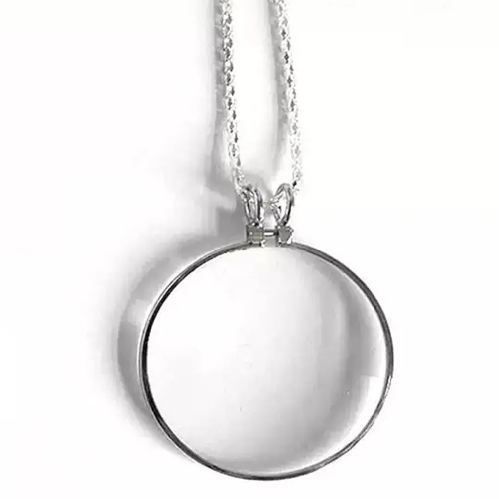 2Pcs Magnifier Necklace Zinc Alloy Lightweight Hanging Reading Loupe for Elderly Books Newspapers Crafts Outdoor Travel