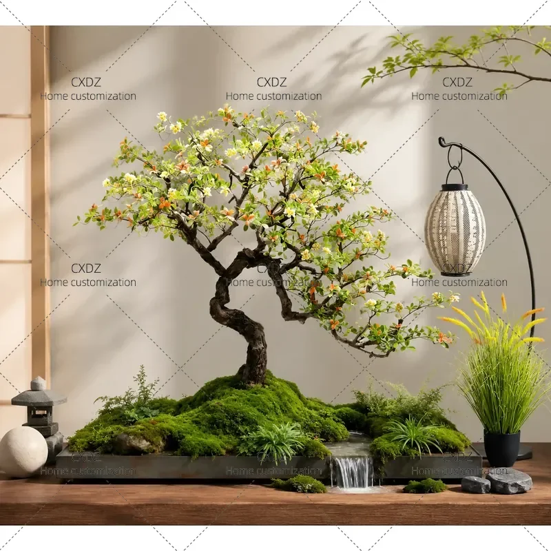 Bionic Island Spring Flower Simulation Green Plant Indoor Outdoor Decoration Landscaping Floor Ornament Simple Tea Room