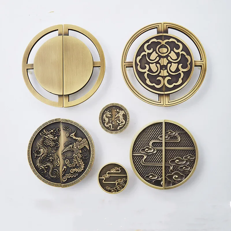 New Chinese Style Brass Antique Handle Shoe Cabinet Door Antique Furniture Light Luxury Wardrobe Door Handle Hardware