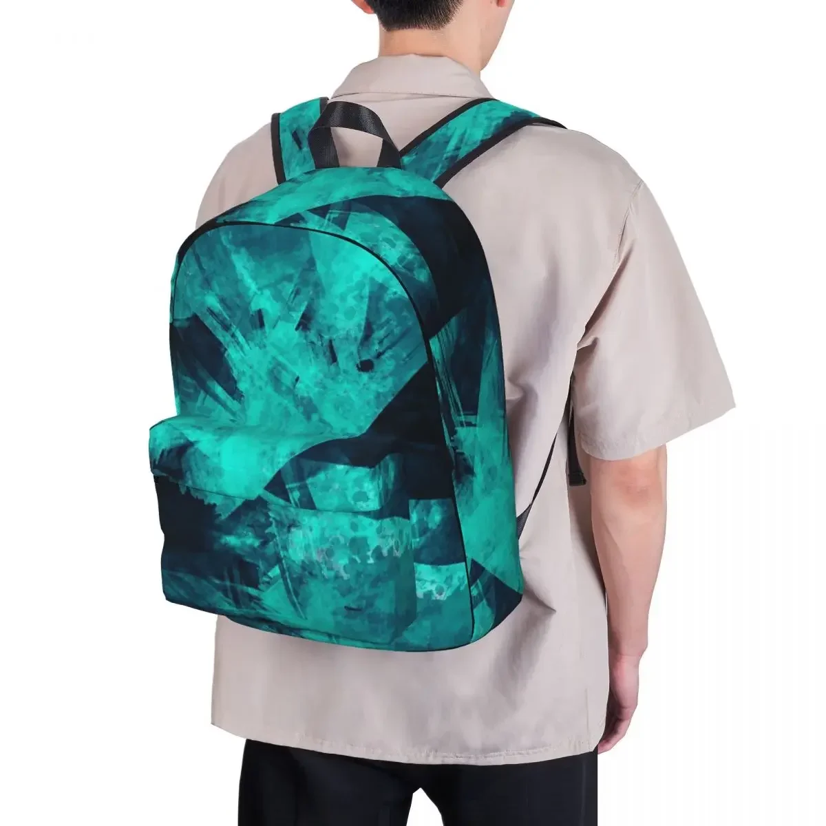 Dark Teal Abstract Backpacks Large Capacity Student Book bag Shoulder Bag Laptop Rucksack Casual Travel Rucksack School Bag