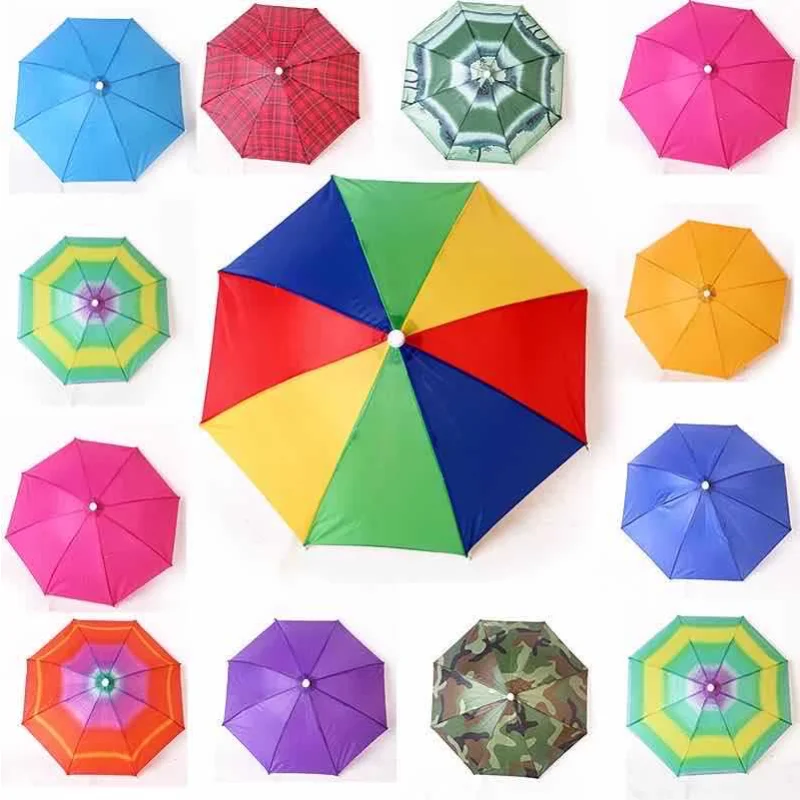 

Portable Rain Hat Outdoor Folding Umbrella Fishing Sun Shade Anti-UV Camping Headwear Cap Beach Head Hats Accessory